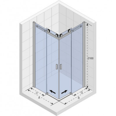 Душевой уголок хром 100х90x210см Riho BALTIC B207