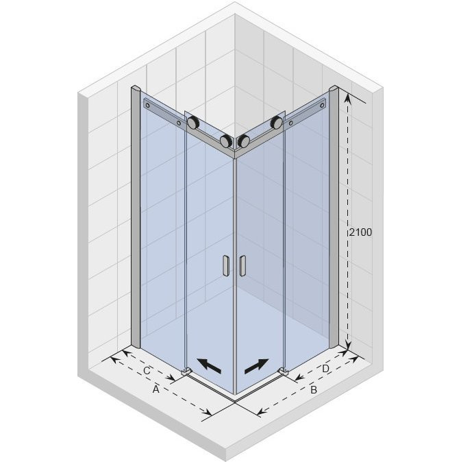Душевой уголок хром 90х90x210см Riho BALTIC B207