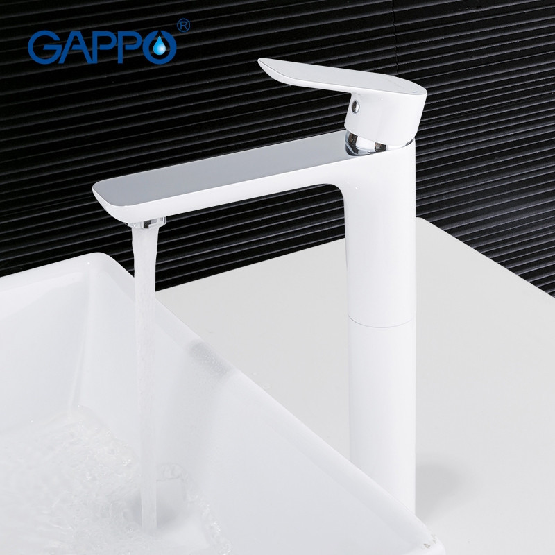 Смеситель для раковины Gappo высокий белый G1048-2 