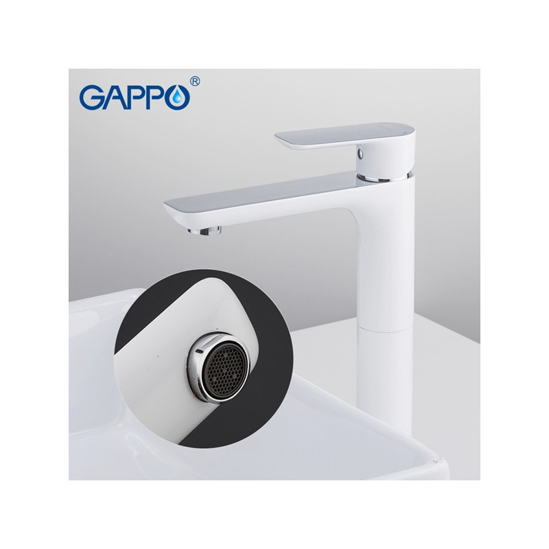 Смеситель для раковины Gappo высокий белый G1048-2 