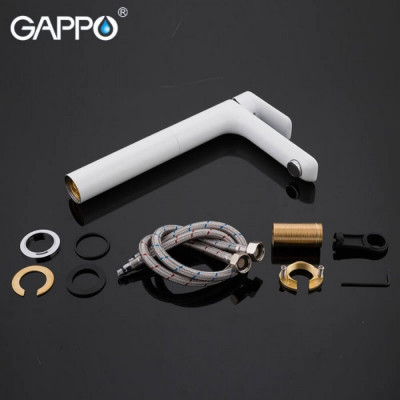 Смеситель для раковины Gappo высокий белый G1048-2 