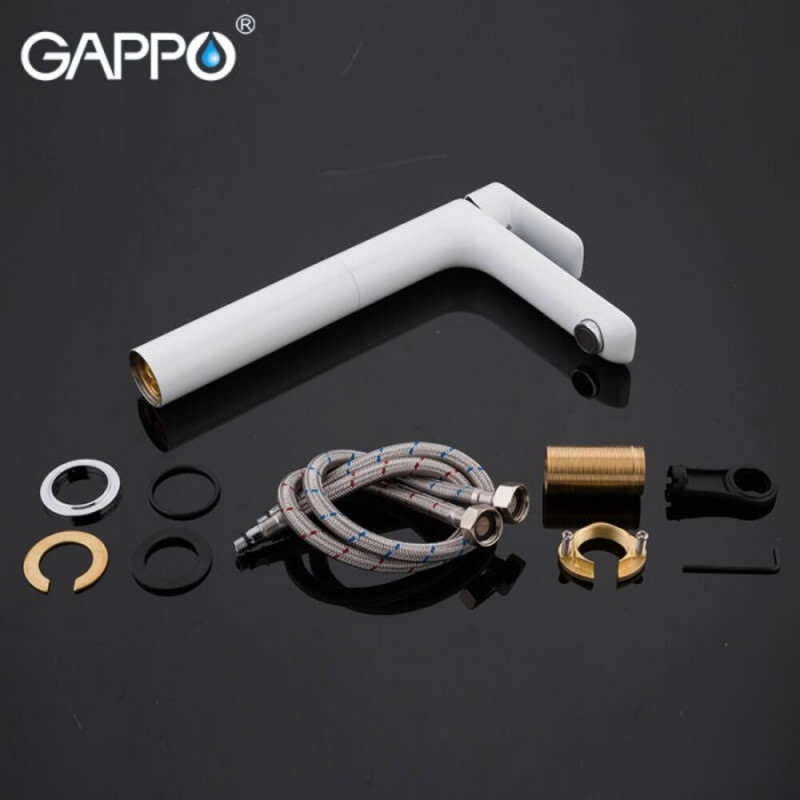 Смеситель для раковины Gappo высокий белый G1048-2 