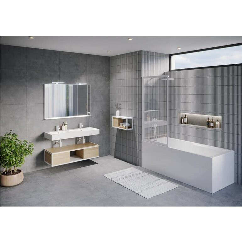 Душевая шторка на ванну 80х150см белая Riho Lucid GD501
