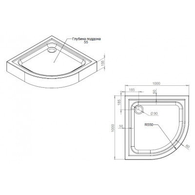 Душевой поддон акриловый белый 100x100x16см Am.pm Gem W90T-401-100W