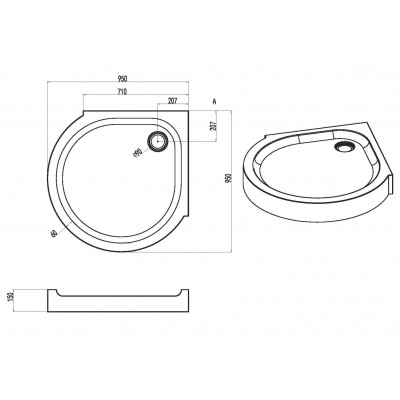 Душевой поддон акриловый белый 95x95х15см Am.pm Like W83T-333-095W