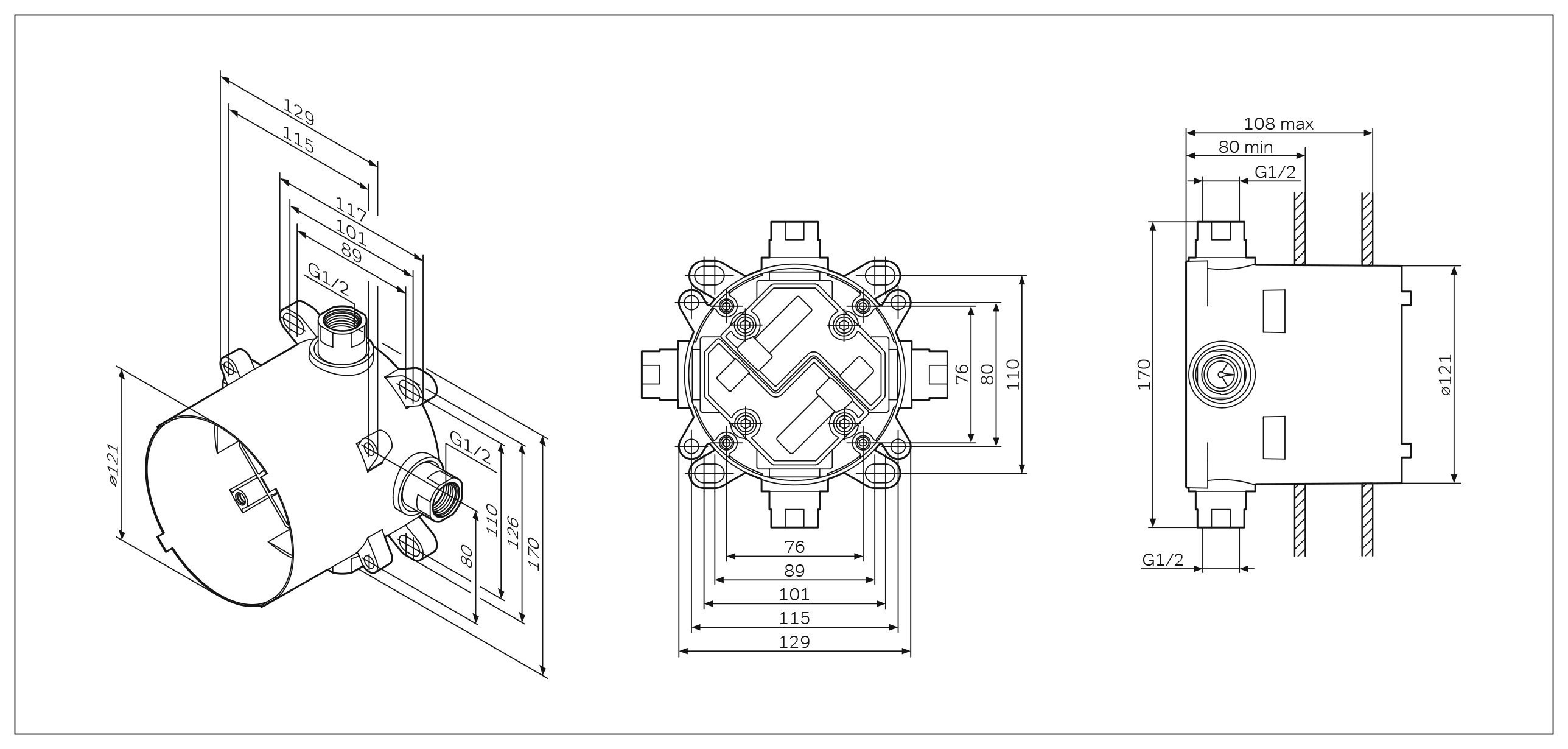 Универсальный базовый модуль MultiDock, монтируемый в стену AM.PM F100100