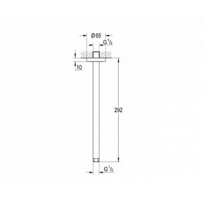 Кронштейн для верхнего душа 1/2" потолочный, 292мм, Rainshower, Grohe, 28497000