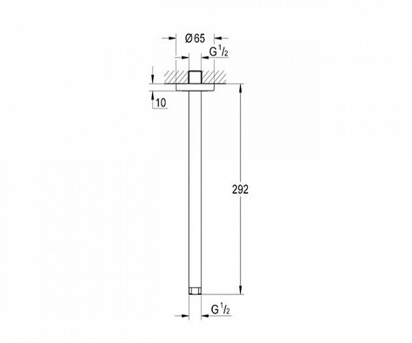Кронштейн для верхнего душа 1/2" потолочный, 292мм, Rainshower, Grohe, 28497000