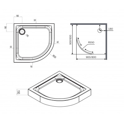 Душевой поддон 80x80 Am.pm X-Joy акриловый белый W88T-205-080W64