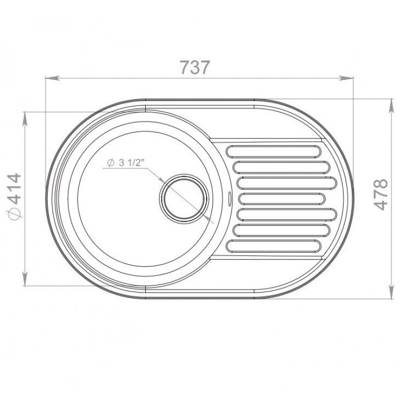 Мойка  GRANFEST QUARZ GF Z-18  чаша+крыло 737х478  белый