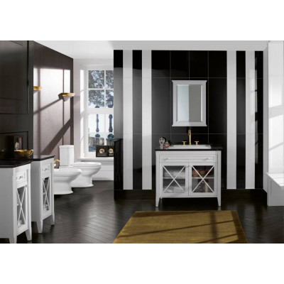 Сливной бачок Villeroy&Boch Hommage Подводка воды сбоку или сзади, Альпийский белый CeramicPlus, кнопка латунь
