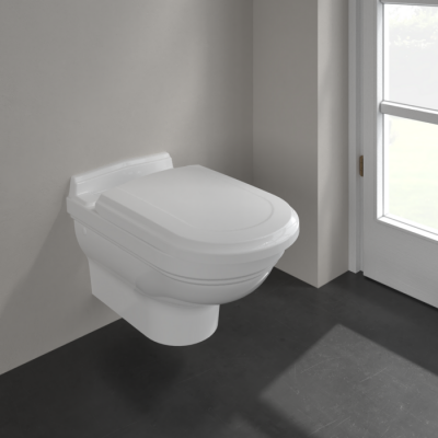 Сиденье с крышкой для унитаза Villeroy&Boch Hommage, SoftClosing, QuickRelease, Альпийский белый, шарниры латунь