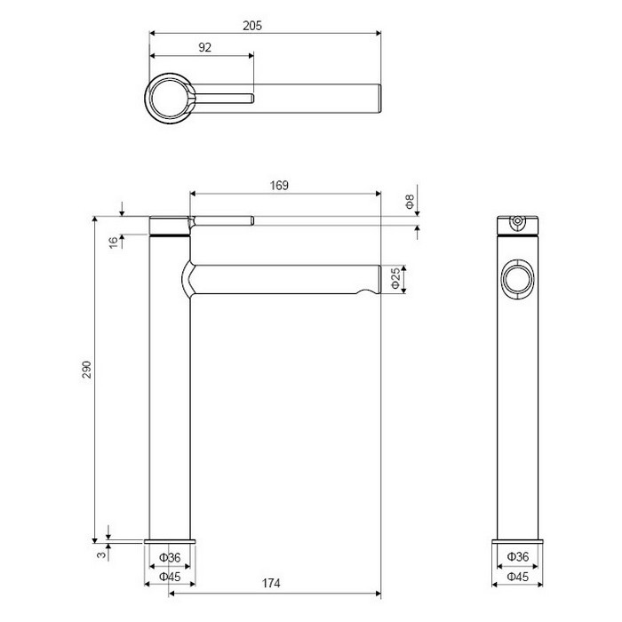 Смеситель для раковины золото Excellent Pi AREX.1202GL