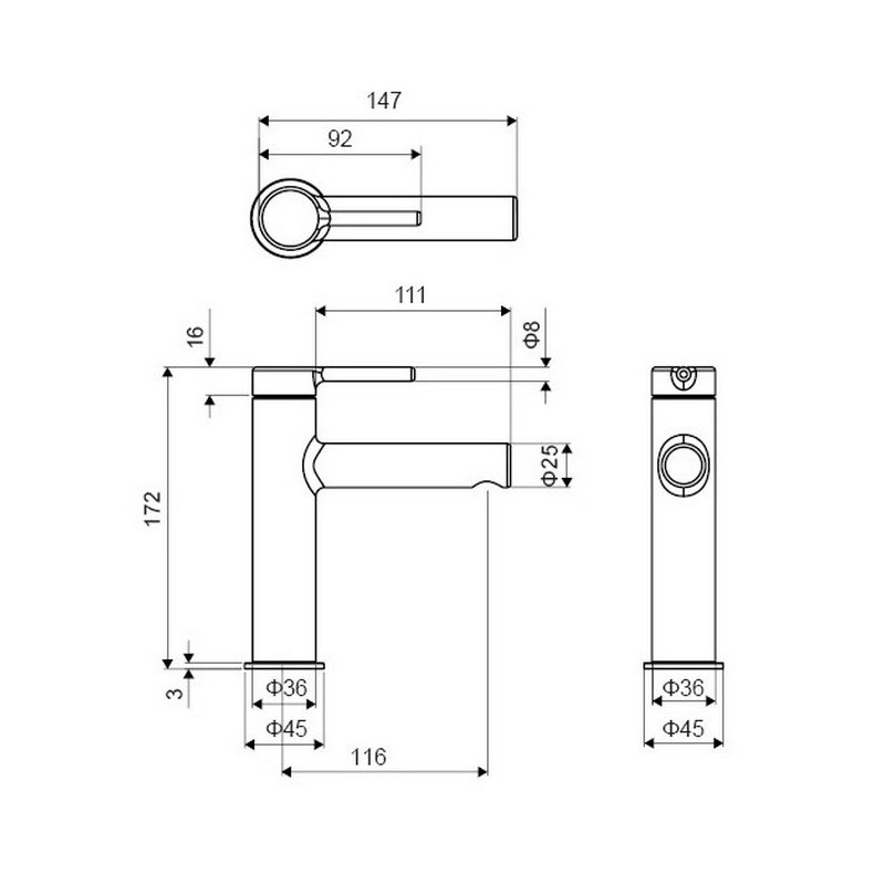 Смеситель для раковины хром Excellent Pi AREX.1201CR