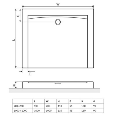 Душевой поддон акриловый белый 90x90см Excellent BREX.FOR09WHC