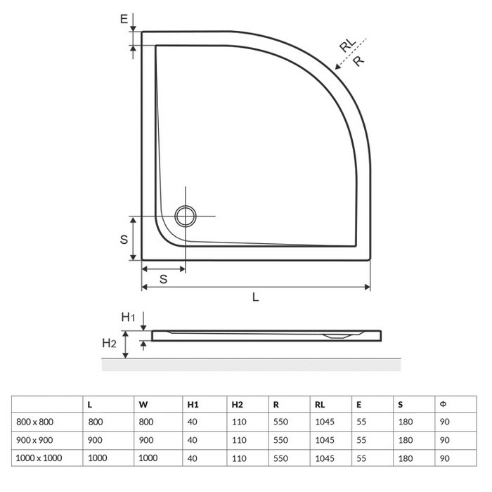Душевой поддон акриловый белый 80x80см Excellent BREX.SEN08WHN