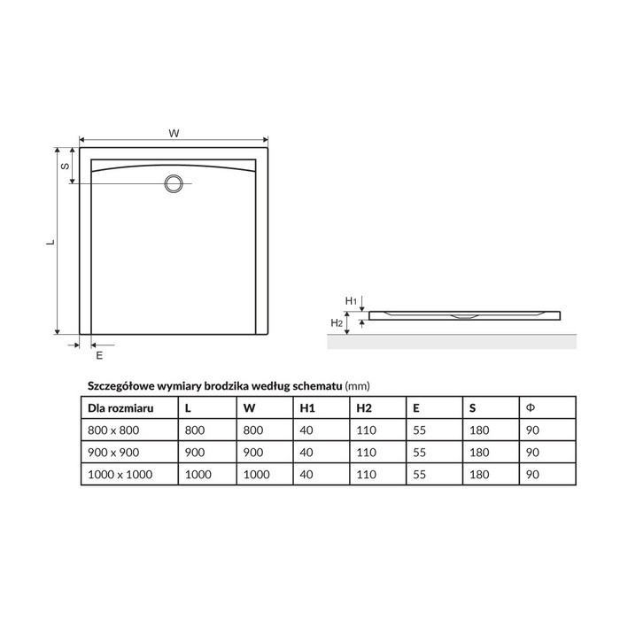 Душевой поддон акриловый белый 80x80см Excellent BREX.FOR08WHN