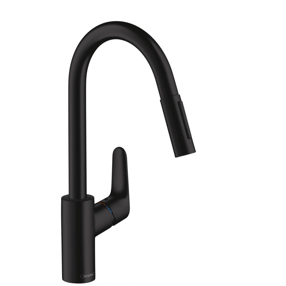 Кухонный смеситель hansgrohe Focus 240 с вытяжным душем матовый черный