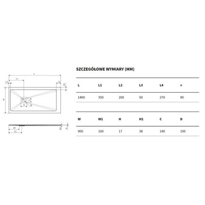Душевой поддон композитный черный 140x90см Excellent BREX.1503.140.090.BLN
