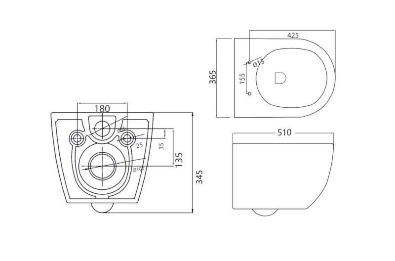 Чаша подвесного унитаза Cezares Stylus-TOR CZR-6601-TH-TOR безободковый