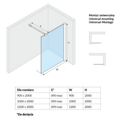 Душевая перегородка хром 120x200см Excellent KAAC.1506.1200.LP