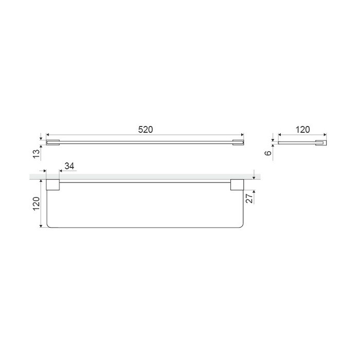 Стеклянная полка для ванны хром Excellent Riko DOEX.1610CR