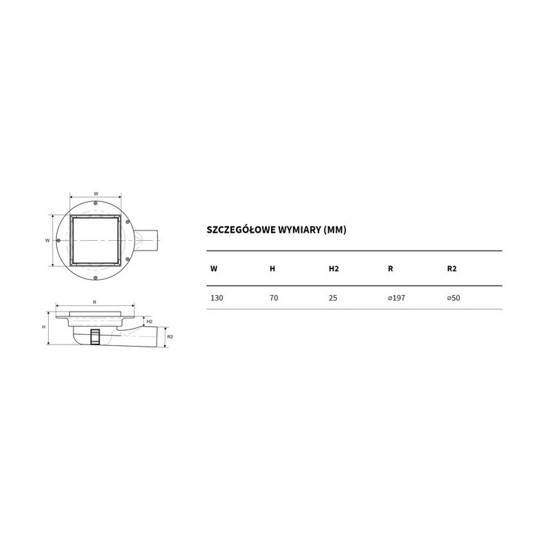 Точечный трап 13x13см хром Excellent INEX.TO130.50