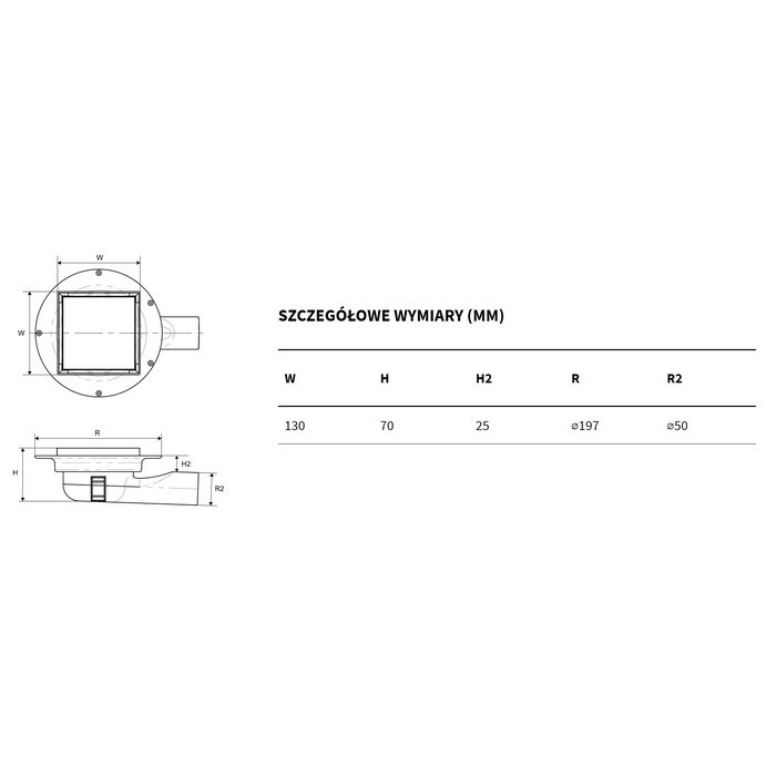 Точечный трап 13x13см хром Excellent INEX.TO130.50