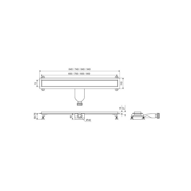 Линейный трап 90см хром Excellent INEX.1515.900