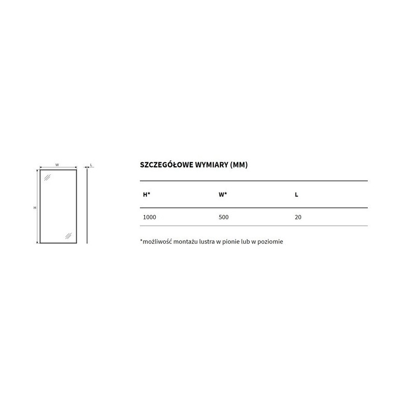 Зеркало 100x50см черная рама Excellent Kuadro DOEX.KU100.050.BL
