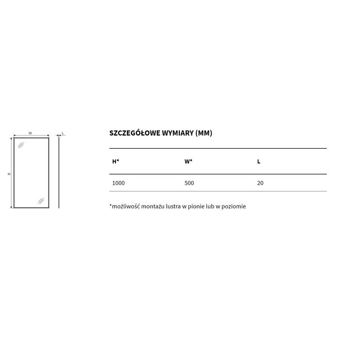 Зеркало 100x50см белая рама Excellent Kuadro DOEX.KU100.050.WH