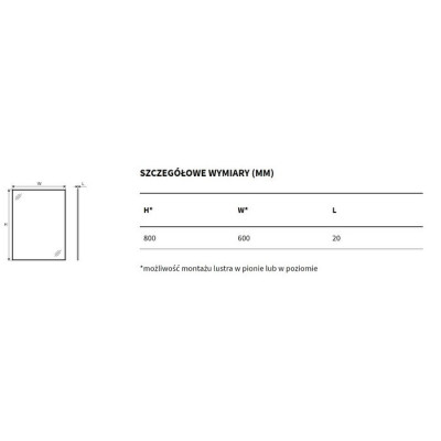 Зеркало 80x60см белая рама Excellent Kuadro DOEX.KU080.060.WH