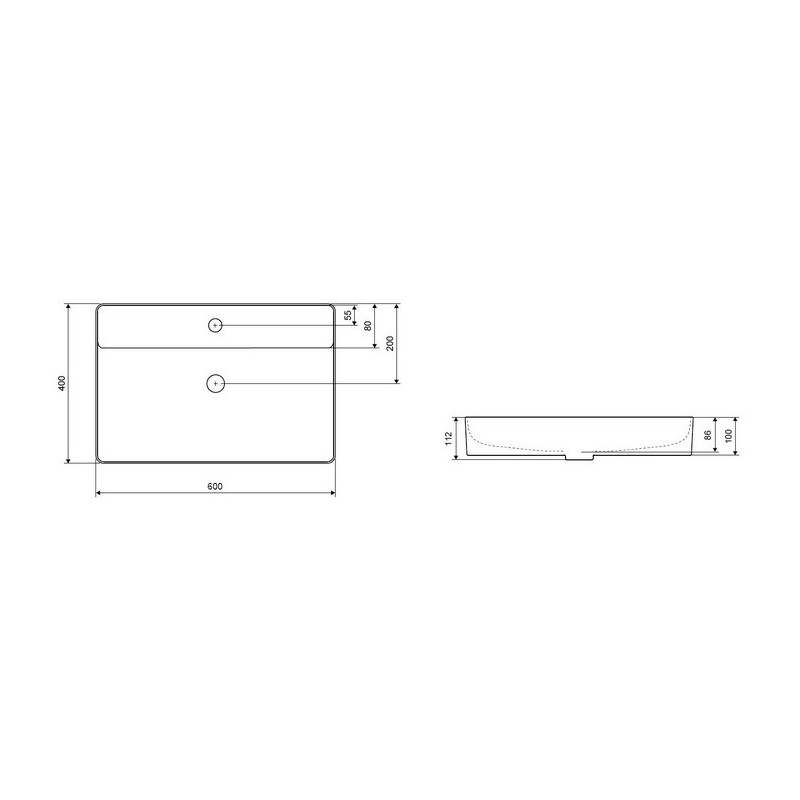 Накладная раковина белая 60х40х11см Excellent CEEX.4901.600.WH