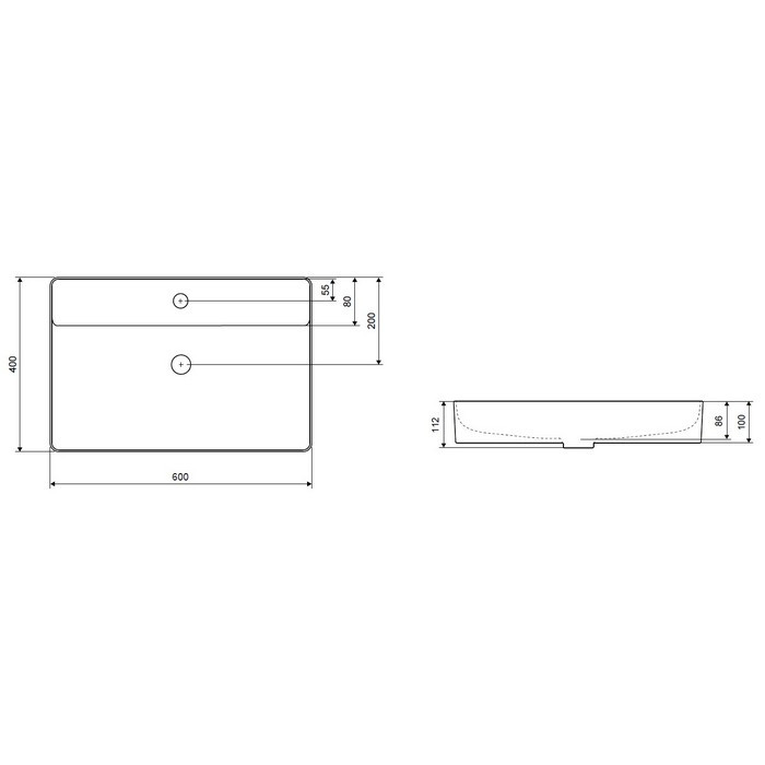 Накладная раковина белая 60х40х11см Excellent CEEX.4901.600.WH