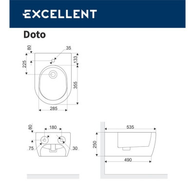 Подвесное биде белое Excellent CEEX.1506.537.WH