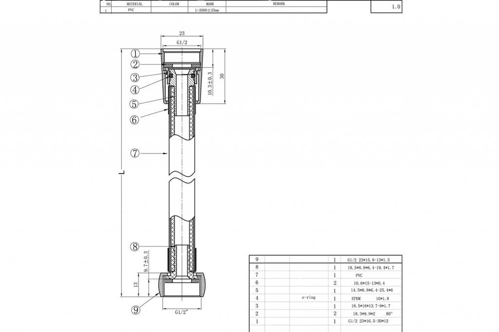 Душевой шланг хром 200см Bravat P7231N-1-RUS