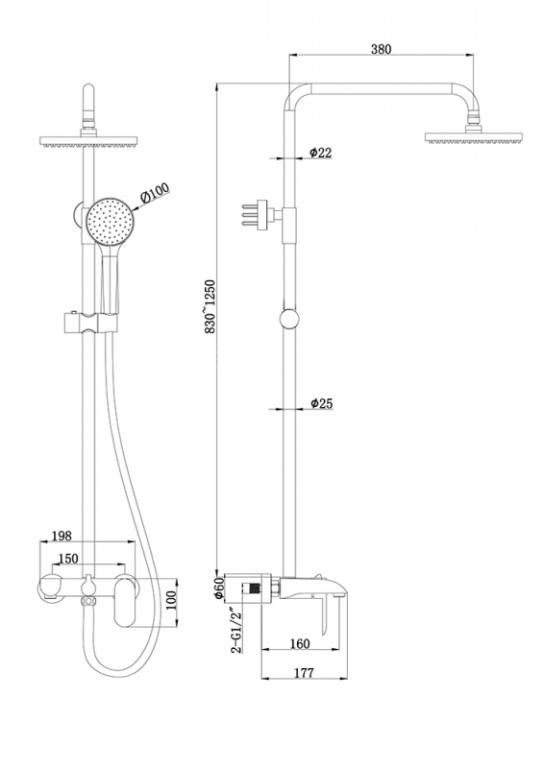 Душевая система хром Bravat F6335369CP-A-RUS