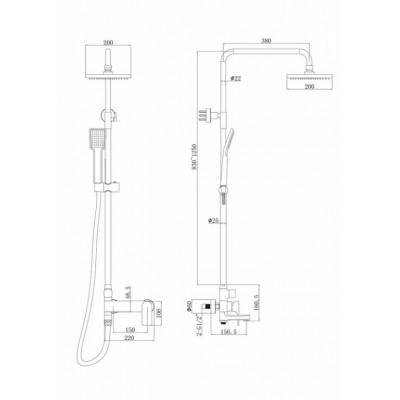 Душевая система хром Bravat F6333367CP-A-RUS