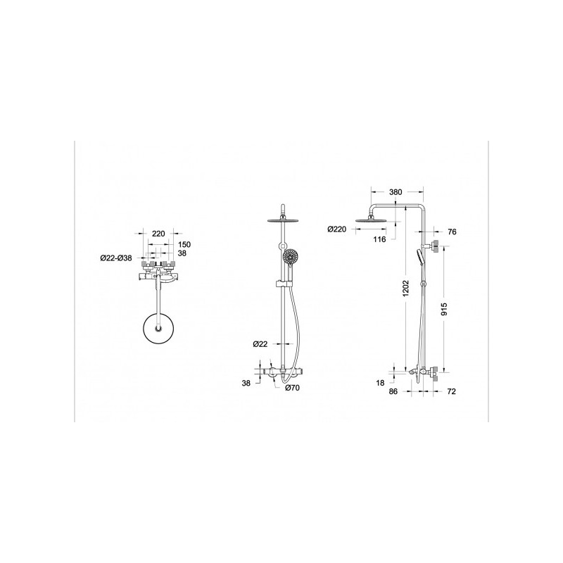 Душевая система хром Bravat F639114C-A2-RUS