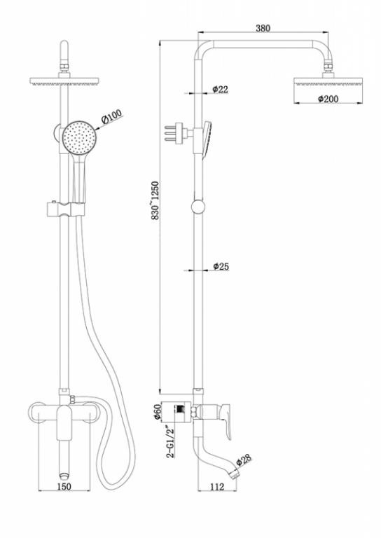 Душевая система хром Bravat F6337371CP-A-RUS