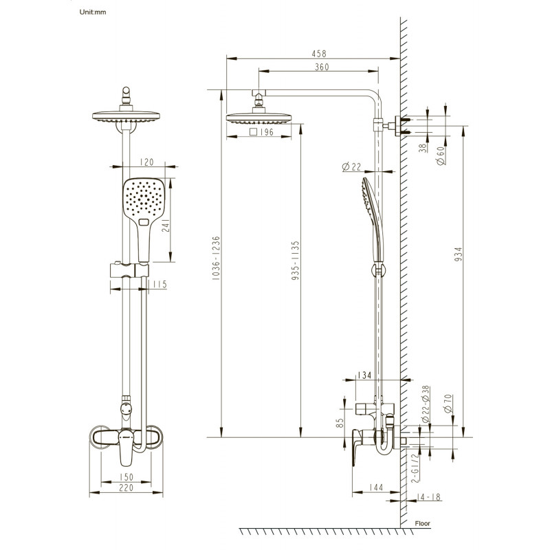 Душевая система хром Bravat F9173218CP-A-ENG