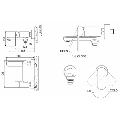 Смеситель для ванны хром Bravat F6125183CP-01-RUS