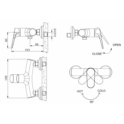 Смеситель для душа хром Bravat F9191238CP-01-RUS
