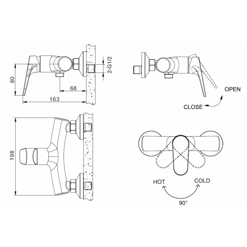 Смеситель для душа хром Bravat F9191238CP-01-RUS