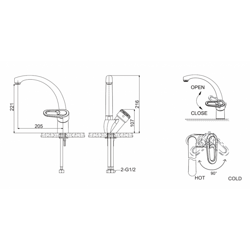 Смеситель для кухни хром Bravat F7124182CP-RUS