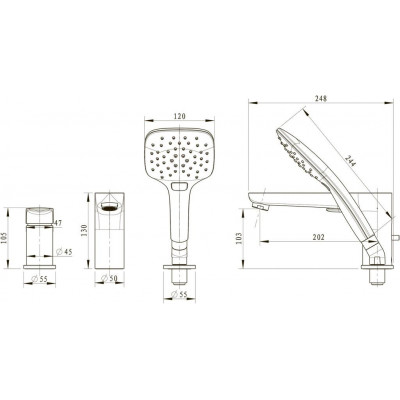 Смеситель на борт ванны хром Bravat F5173218CP-1-RUS