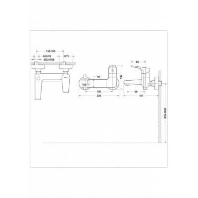 Смеситель для ванны хром Bravat F6119177CP-01