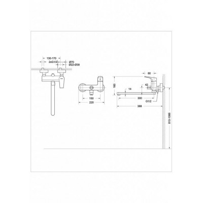 Смеситель для ванны хром Bravat F6119177CP-01L