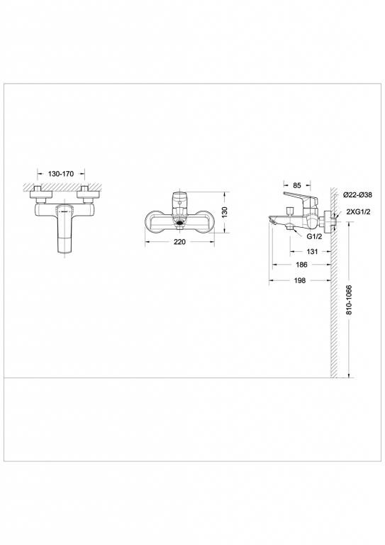 Смеситель для ванны хром Bravat F6121179CP-01