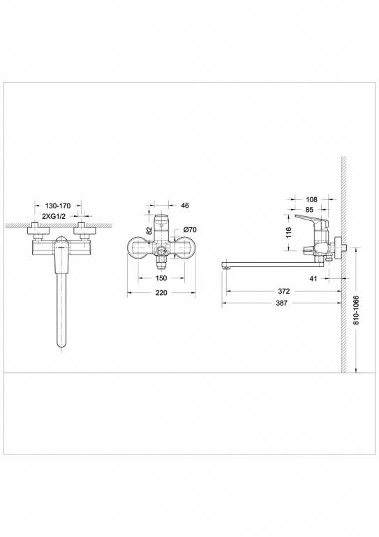 Смеситель для ванны хром Bravat F6121179CP-01L